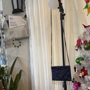 FLOWER & LEAVES  BEADED CROSS BODY/BOHO CHIC MINI-BAG SUPER CUTE!